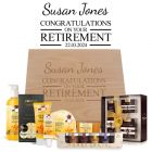 Luxury retirement gift hamper box set with personalised design and filled with beautiful products from around New Zealand.