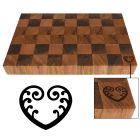 New Zealand Rimu wood chopping board engraved with a Koru fern inspired love heart design
