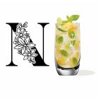 Crystal highball cocktail glass with engraved monogram