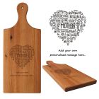 Rimu wood food platter board engraved with mother word cloud design