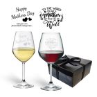 Set of two personalised wine glasses for Mum