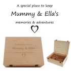 Personalised wood keepsake boxes for mum's and new parents.