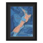 New Zealand islands Topographic wall art maps wood layers.