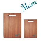Wood chopping boards with Paua shell mum design