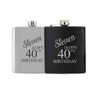 40th birthday gift personalised hip flasks.