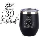 Personalised thermal cups with a fun fabulous design and option to add the person's name and age.