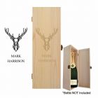 Stag design bottle boxes with name engraved.