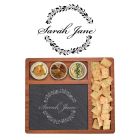 Cheese board gift set with personalised floral design and name engraved.