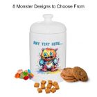 Personalised lolly jars with a fun monster design.