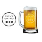 Handle beer glass with personalised rosette design