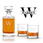 Decanter gift set personalised with initial and name through.