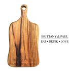 Wedding and anniversary gift food serving paddle boards with eat drink love design
