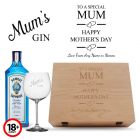 Personalised pine wood Gin set for Mother's Day.