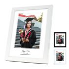 Personalised graduation photo frames with name, class your and degree details.