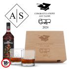 Personalised rum gift box for graduation gifts.