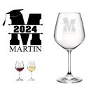 Graduation gift personalised wine glasses.