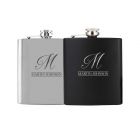 Engraved personalised hip flasks with initial and name design