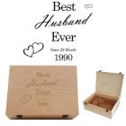 Luxury best husband ever keepsake boxes with laser engraved personalised design.