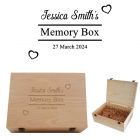 Personalised keepsake boxes with engraved name, date and love hearts.