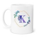 Monogrammed personalised coffee mugs flower themed design
