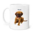 Personalised photo mug with pet image and oil painting effect.