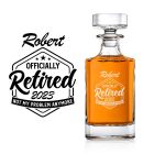 Retirement gift personalised crystal decanters.