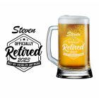 Personalised retirement gift beer glasses with fun not my problem anymore design.