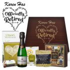 Personalised gourmet treats retirement gift box for women with love heart themed design.