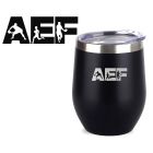 Thermal cups laser engraved with initials or name in a rugby themed font.
