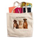 Personalised tote bags with pet oil painting effect design.