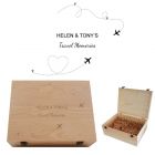 Travel memories keepsake boxes with a personalised design.