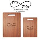 Engraved personalised wood chopping boards for wedding and anniversary gifts