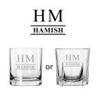 Whiskey glass personalised with name and initials