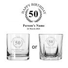 Personalised 50th birthday gift whiskey glasses