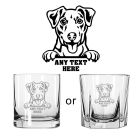 Personalised whiskey glasses with dog design engraved.