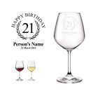 Personalised happy 21st birthday themed wine glasses