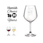 Cheers to 30 years personalised wine glass for birthdays and anniversaries