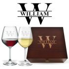 Personalised crystal wine glasses luxury box sets.