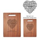 Personalised word cloud wood chopping board gift for Mum.