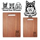 Personalised chopping boards with dog design engraved.
