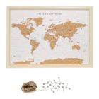 Large World Map Travel Board with Metal Pins