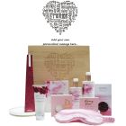 Luxury pamper gift boxes with a personalised mother design word cloud engraved.