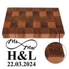 Engraved Mr & Mrs reclaimed Rimu wood butcher block chopping boards