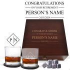 Luxury retirement gift whiskey glasses box sets with accessories.