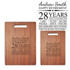 Personalised retirement gift wood chopping boards