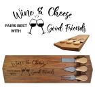 Wine and cheese pair best with good friends Rimu wood cheese boards