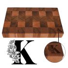 Reclaimed Rimu wood butchers block chopping boards engraved with initial in a floral inspired design