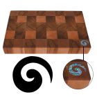 Reclaimed New Zealand Rimu wood chopping boards with NZ Paua shell inlay in the shape of a Koru symbol