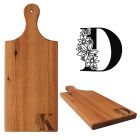 New Zealand Rimu wood serving platter boards engraved with a flower themed initial design.