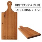 New Zealand Rimu wood platter boards for couples personalised eat drink love design